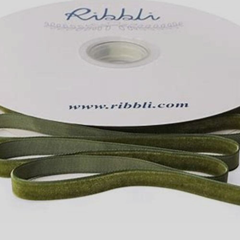 Ribbli Dusty Blue Velvet Ribbon 3/8" x 10 Yards Crinkled Luxury Gift Wrap Craft